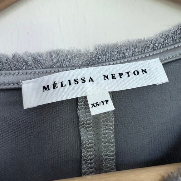 MELISSA NEPTON Tenesi gray loungewear long sleeve shint satin top - Picture 5 of 8